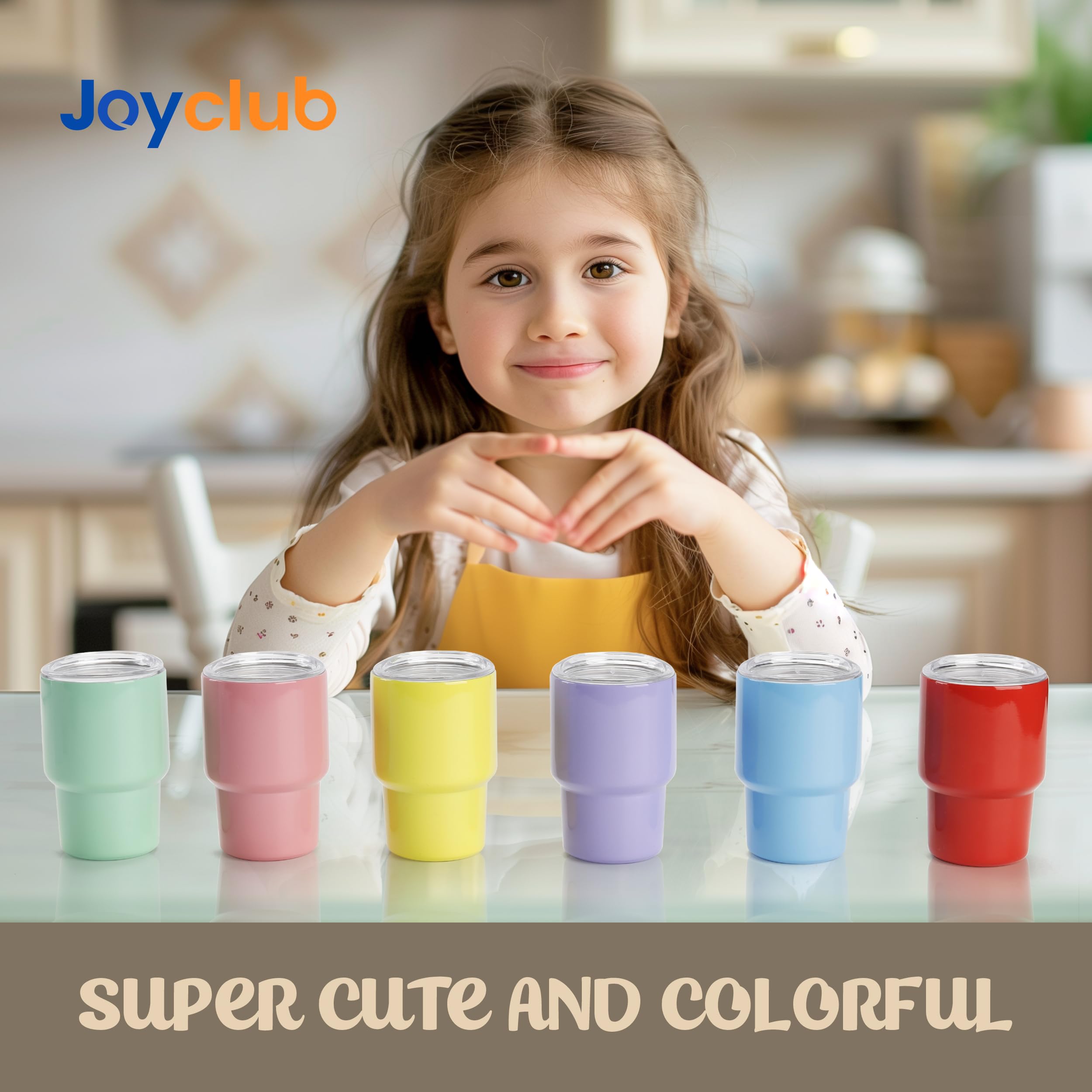 Joyclub 3 oz Mini Tumbler Shot Glass with Straw 6 Pack Colored Sublimation Shot Glasses Mini Shot Cups with Lids and Straws Double Wall Vacuum Insulated Cup