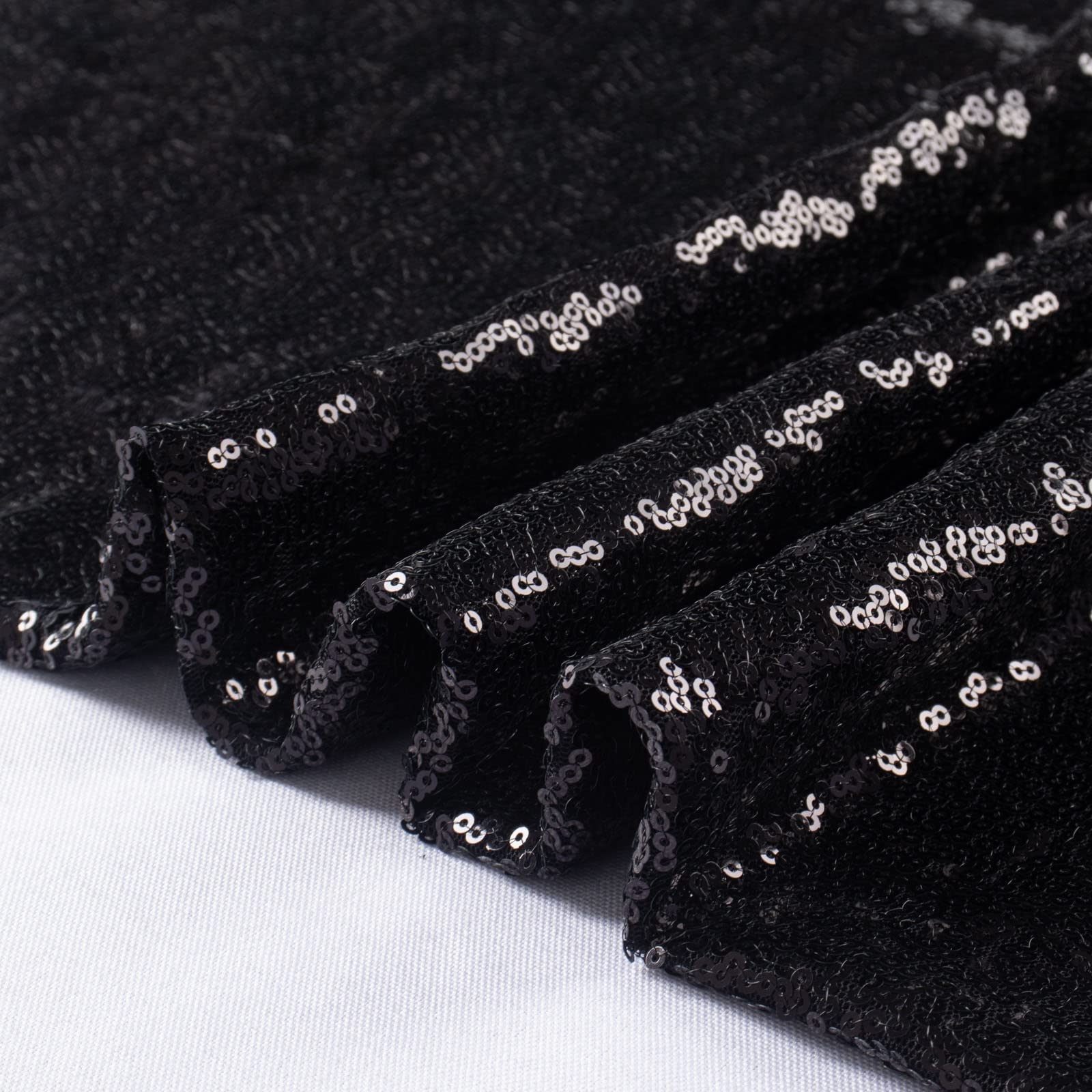 Black Sequin Fabric Yard Sequence Dress Glitter Metallic Mesh Sewing DIY Handcraft 1 Yard Shimmer Mermaid Wedding Party Dresses Handmade Materials Clothing Artworks Craft Supplies Shiny Textiles