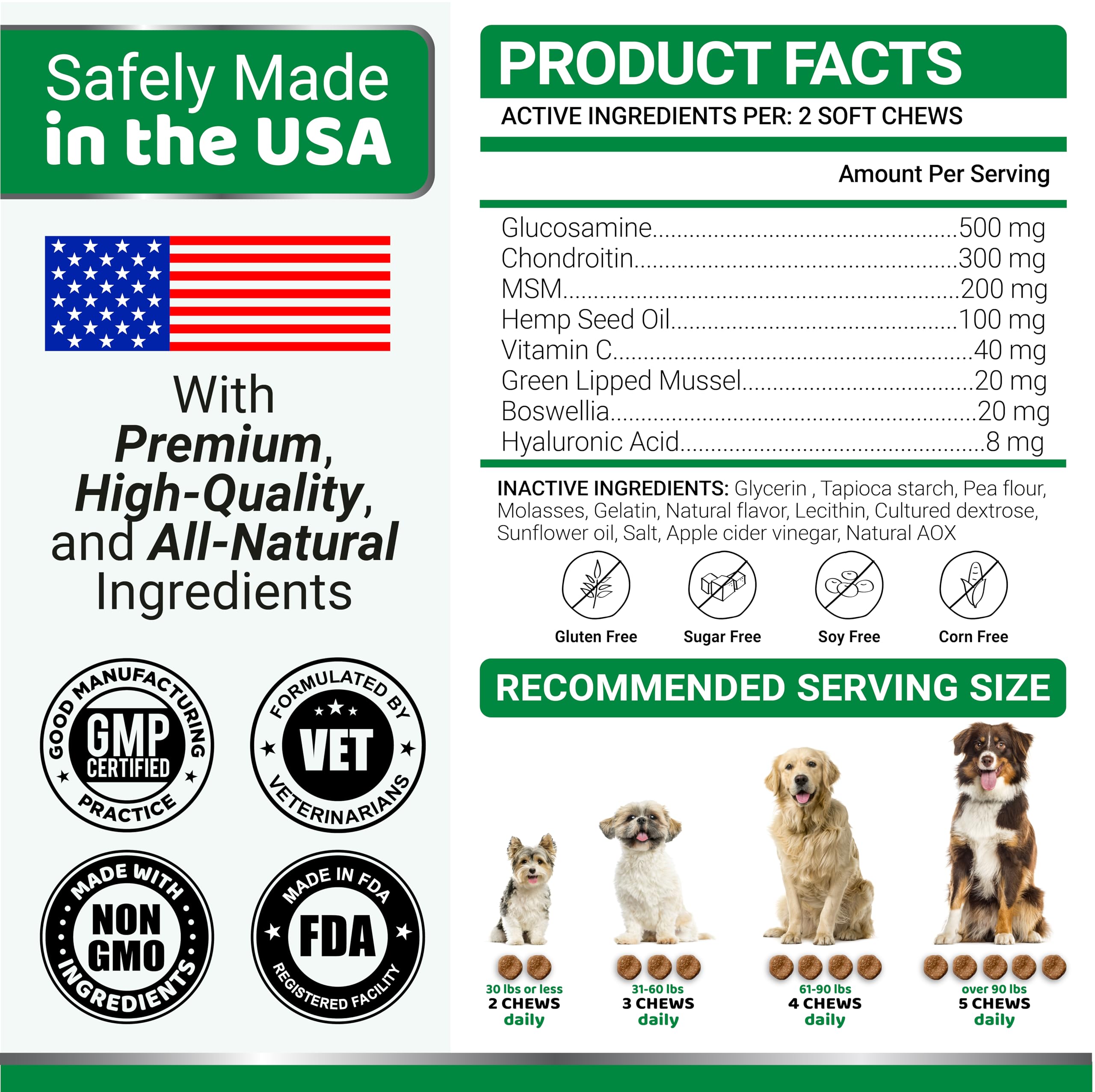 YUMA'S Hemp Hip and Joint Supplement for Dogs - Glucosamine for Dogs - 170 Dog Joint Pain Relief Chews - Chondroitin, MSM - Hemp Oil - Advanced Dog Joint Supplement Health - Mobility Support Treats