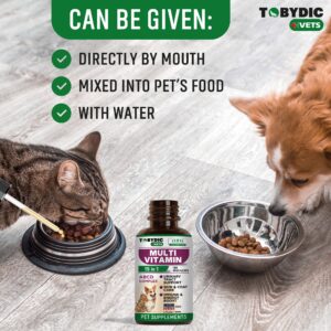 TOBYDIC Cat & Dog Multivitamin -15 in 1 Pet Supplements with Cranberry & Glucosamine - Natural Medicine & Support for UTI, Urinary Tract, Bladder, Kidney, Skin Coat, Joints Treatment Made in USA