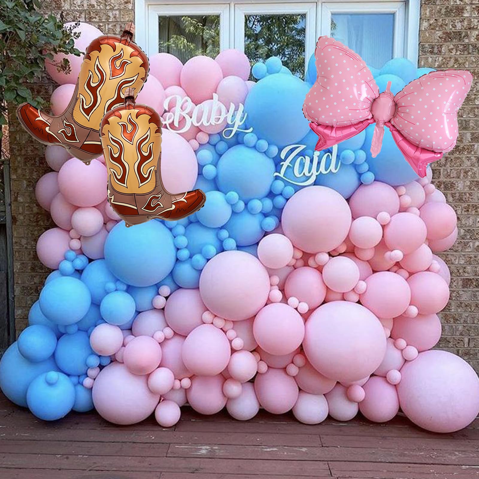 8Pcs Western Themed Party Balloons Cowgirl Boots Balloons Pink Bows Balloons for Western Themed Boots or Bows Gender Reveal Birthday Baby Shower Party Decorations Supplies