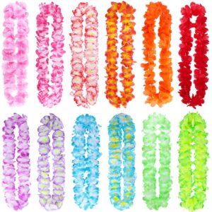 futureplusx 12pcs hawaiian leis, tropical flower leis luau party decorations for beach pool hawaiian luaus party birthday aloha