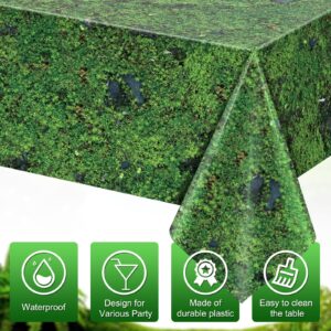 YIDAKO 3Pcs Green Moss Plastic Tablecloths Green Grass Green Leaf Table Cloth Disposable Rectangle Table Cover for Picnic Nature Forest Jungle Theme Party Decorations, 54 X 108inch