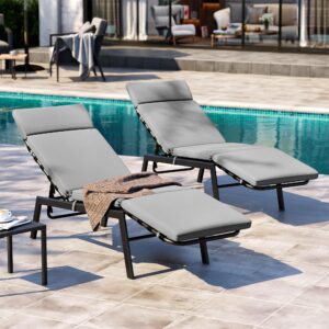 patio oversized outdoor patio lounge chairs set of 2,metal outdoor pool lounge chair with adjustable backrest, sunbathing tanning poolside loungers for backyard porch deck lounger recliner (dark gray)