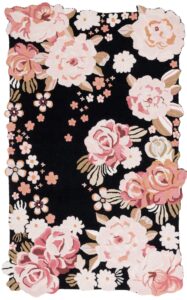 safavieh jardin collection accent rug - 3' x 5', black & pink, floral design, handmade wool, ideal for the living room, dining room, bedroom (jar737z-3)