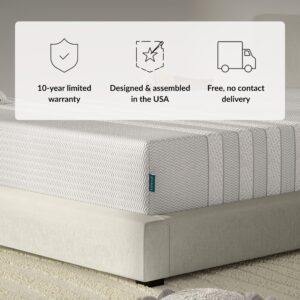 Leesa Twin Size Youth Foam Mattress, Medium Firm Firmness, Soothing Foam and Responsive Memory Foam, 10", CertiPUR-US Certified, 100-Night Trial