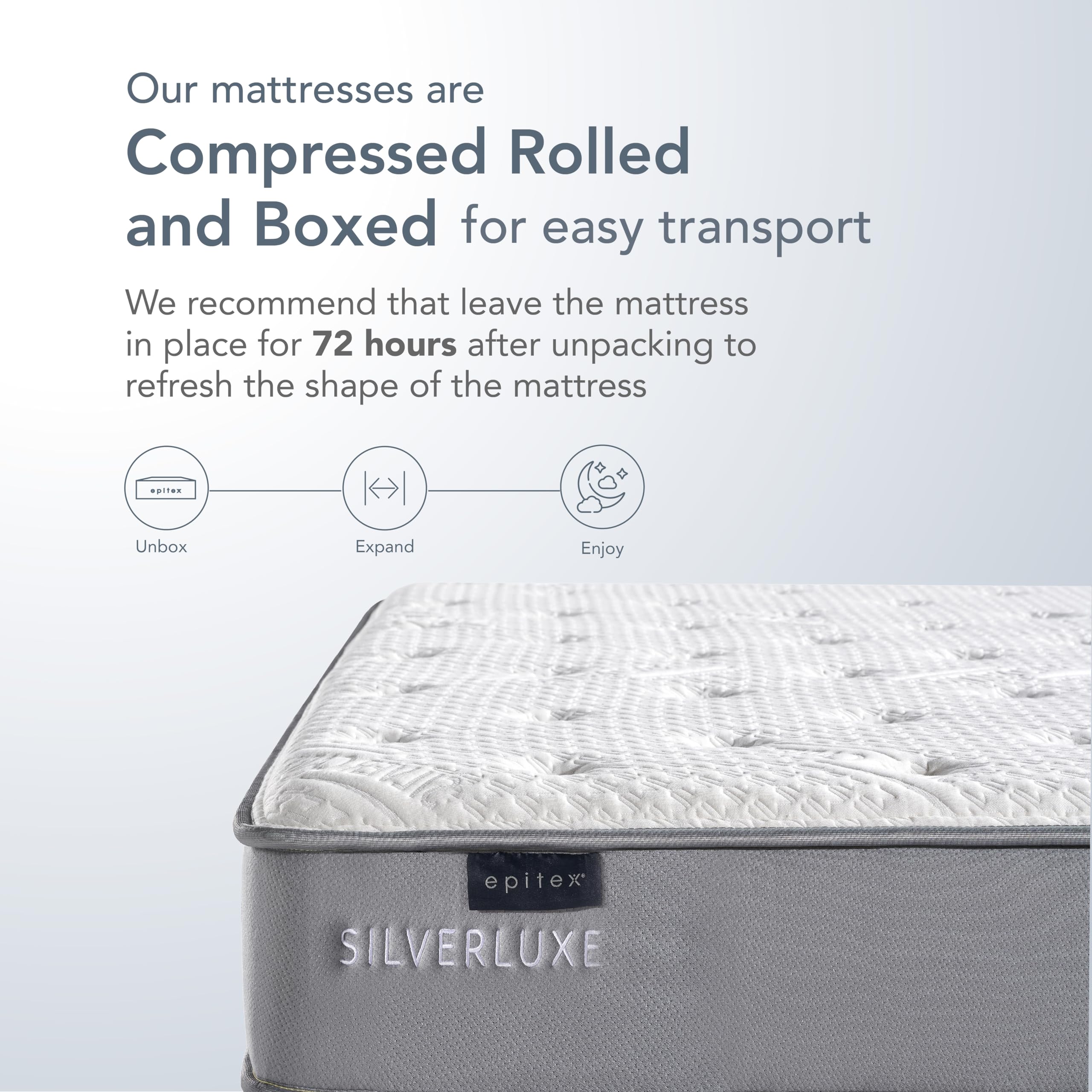 EPITEX Silverluxe Queen Mattress, 8 Inch Gel Memory Foam Queen Size Mattress in a Box, Individual Pocket Spring for Low Motion Transfer, Medium Firm Mattress, Gray