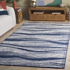 safavieh metro collection area rug - 6' x 9', navy & ivory, handmade wool, ideal for the living room, dining room, bedroom (met995n-6)