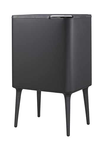 Casa Andrea Milano 9.5-Gallon Tall Kitchen Trash Can with Long Legs Modern Style Waste Basket, Large Trash Can w/Pop Open Cover,Elevated Trash Bin, Apartment Essentials