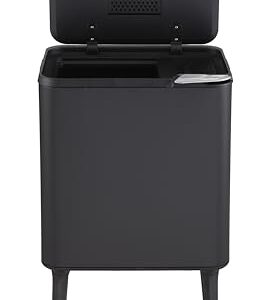 Casa Andrea Milano 9.5-Gallon Tall Kitchen Trash Can with Long Legs Modern Style Waste Basket, Large Trash Can w/Pop Open Cover,Elevated Trash Bin, Apartment Essentials