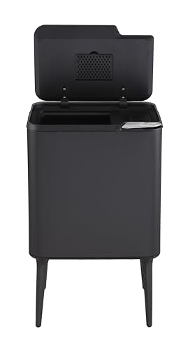 Casa Andrea Milano 9.5-Gallon Tall Kitchen Trash Can with Long Legs Modern Style Waste Basket, Large Trash Can w/Pop Open Cover,Elevated Trash Bin, Apartment Essentials