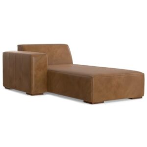 SIMPLIHOME Rex Left-Facing Modular Sectional Sofa in Full-Grain Genuine Leather, Caramel Brown, 122-inches Wide, Handcrafted Modern-Style 4-Seater L-Shaped Leather Couch with Left Chaise