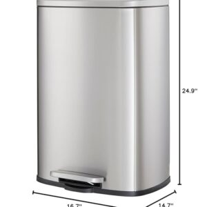 Casa Andrea Milano 13-Gallon Soft-Close, Smudge Resistant Trash Can Step-on Pedal, Soft Closure, Large and Space-Saving