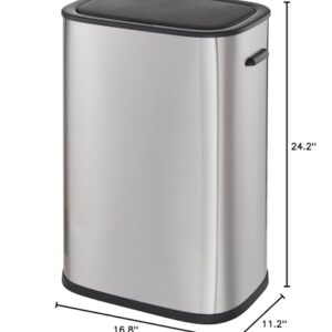 Casa Andrea Milano 14.5-Gallon Soft-Close, Smudge Resistant Trash Can with Automatic Touchless Motion Sensor, Large and Space-Saving