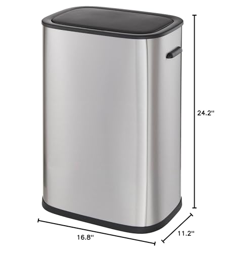 Casa Andrea Milano 14.5-Gallon Soft-Close, Smudge Resistant Trash Can with Automatic Touchless Motion Sensor, Large and Space-Saving