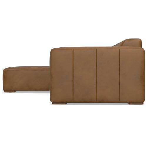 SIMPLIHOME Rex Left-Facing Modular Sectional Sofa in Full-Grain Genuine Leather, Caramel Brown, 122-inches Wide, Handcrafted Modern-Style 4-Seater L-Shaped Leather Couch with Left Chaise