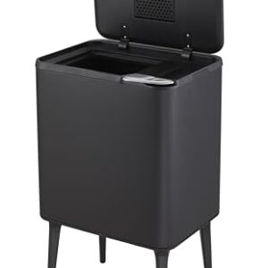 Casa Andrea Milano 9.5-Gallon Tall Kitchen Trash Can with Long Legs Modern Style Waste Basket, Large Trash Can w/Pop Open Cover,Elevated Trash Bin, Apartment Essentials