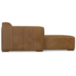 SIMPLIHOME Rex Left-Facing Modular Sectional Sofa in Full-Grain Genuine Leather, Caramel Brown, 122-inches Wide, Handcrafted Modern-Style 4-Seater L-Shaped Leather Couch with Left Chaise