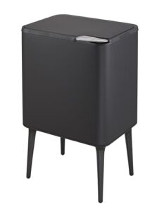 casa andrea milano 9.5-gallon tall kitchen trash can with long legs modern style waste basket, large trash can w/pop open cover,elevated trash bin, apartment essentials