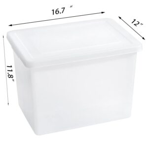 Sgoostood 40Qt Stackable Plastic Storage Bins with Lids,Clear Container to Organize, Clothes, Blankets,and Crafts on Closet Shelves,Garage, Totes, Tubs Boxes Organizing 4 Pack