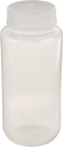 united scientific® unistore™ - sample containers with lids - laboratory grade polypropylene wide mouth reagent bottle - 16 oz bottles (500ml) multipurpose plastic bottles with lids, 1 each