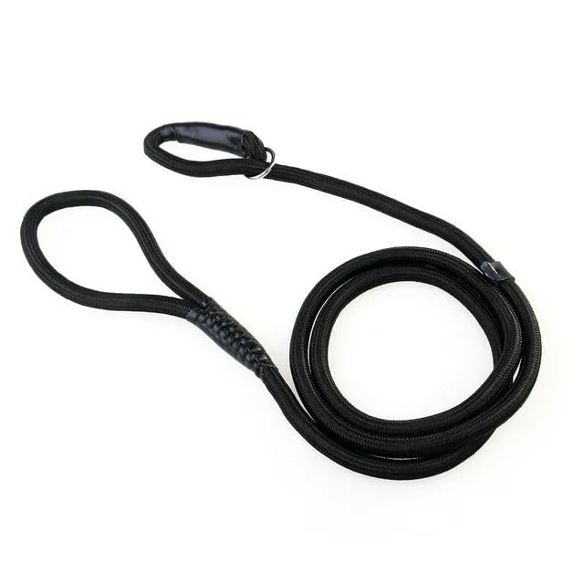 Black Dog Leash Pet Nylon Rope Training Leash Slip Lead Strap Adjustable Traction Collar Behavior Aids