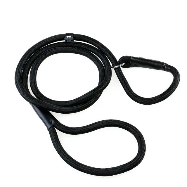 Black Dog Leash Pet Nylon Rope Training Leash Slip Lead Strap Adjustable Traction Collar Behavior Aids