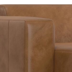 SIMPLIHOME Rex Left-Facing Modular Sectional Sofa in Full-Grain Genuine Leather, Caramel Brown, 122-inches Wide, Handcrafted Modern-Style 4-Seater L-Shaped Leather Couch with Left Chaise