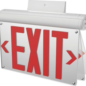 Lithonia Lighting BE W R UM M2 BE Basics Edge-Lit Exit Sign, White with Red Letters, Universal Mount