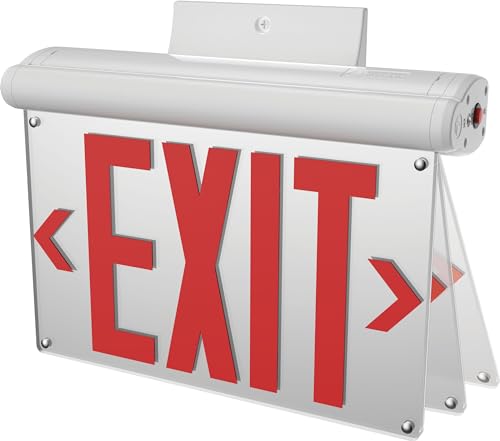 Lithonia Lighting BE W R UM M2 BE Basics Edge-Lit Exit Sign, White with Red Letters, Universal Mount