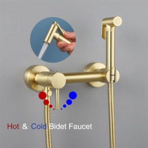 JZRYQJGJ Brass Bidet Faucet Gold Toilet Faucet Handheld Toilet Bidet Sprayer Hygienic Shower Cold Water Mixer Shower Head (Color : A5090)