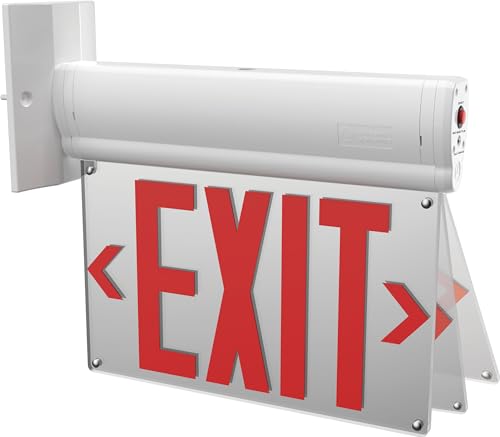 Lithonia Lighting BE W R UM M2 BE Basics Edge-Lit Exit Sign, White with Red Letters, Universal Mount