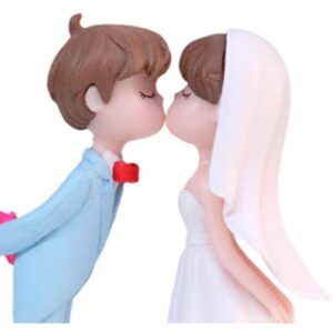 Generic Rustic Cake Topper Miniature Scene Figure Sand Table Decoration Bride And Groom Figurine Wedding Cake Doll Engagement, Blue White