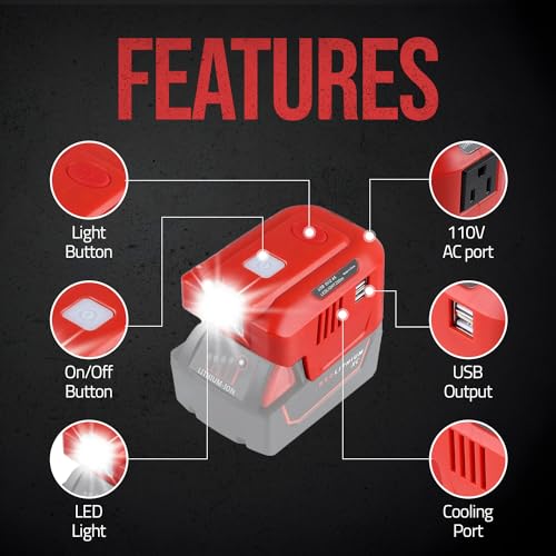 Tool Army Power Inverter for Milwaukee M18 Battery | 150W AC Inverter for Milwaukee Tools | M18 Power Supply for Milwaukee Battery | M18 Inverter for Milwaukee Power Inverter