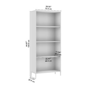 Bush Furniture Essence 4 Shelf Bookcase in White | Organizers and Shelves for Home Office Workspace, Living Room, Entryway, Bedroom, and Mudroom