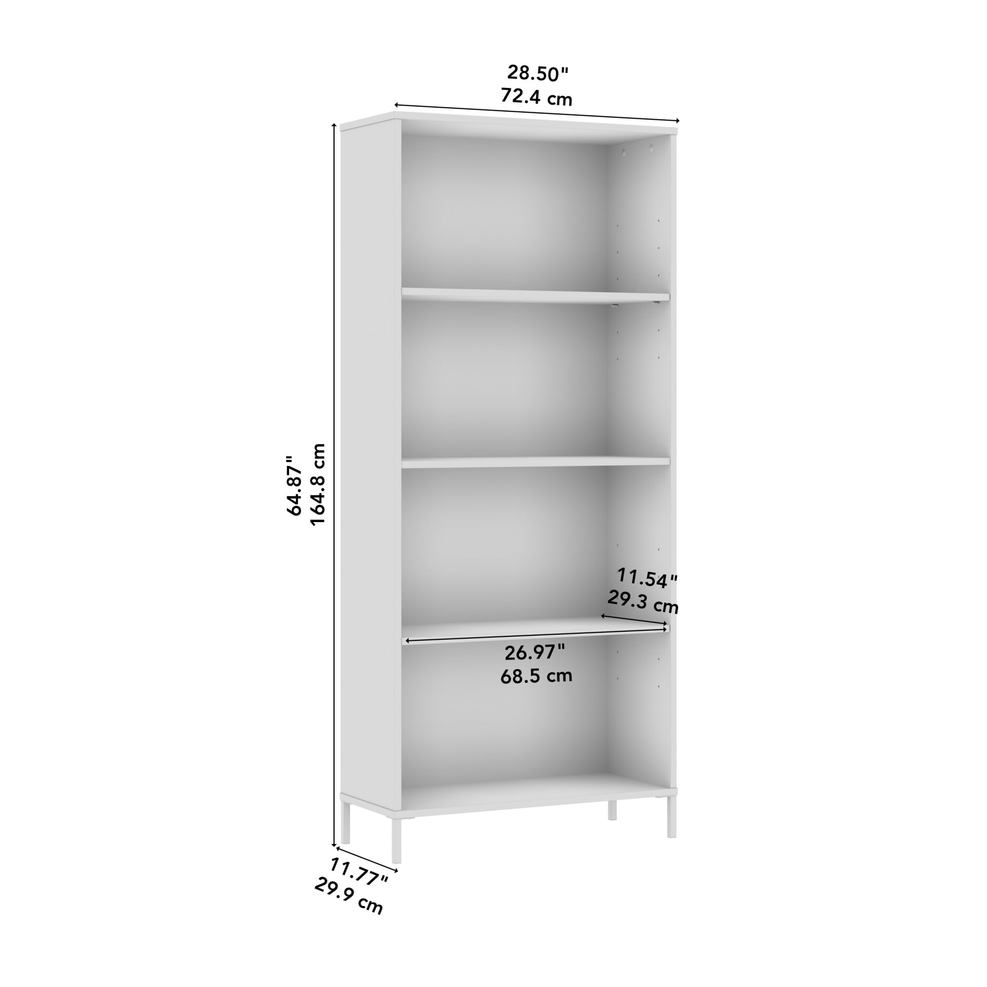 Bush Furniture Essence 4 Shelf Bookcase in White | Organizers and Shelves for Home Office Workspace, Living Room, Entryway, Bedroom, and Mudroom