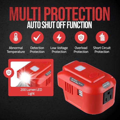 Tool Army Power Inverter for Milwaukee M18 Battery | 150W AC Inverter for Milwaukee Tools | M18 Power Supply for Milwaukee Battery | M18 Inverter for Milwaukee Power Inverter