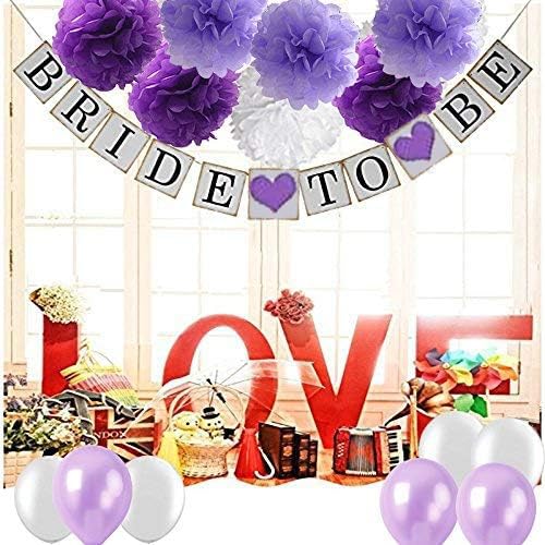 Purple Bride To Be Banner for Lavender Purple Bridal Shower Bachelorette Party Miss to Mrs Party Decorations