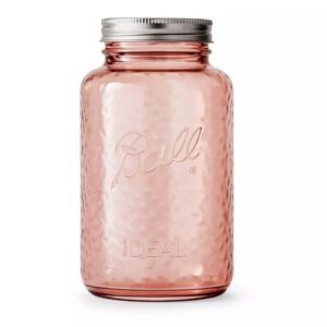 ball collectors edition vintage rose colored canning jar, regular mouth quart jar with lid and band, 32 oz, 2166214-1pk