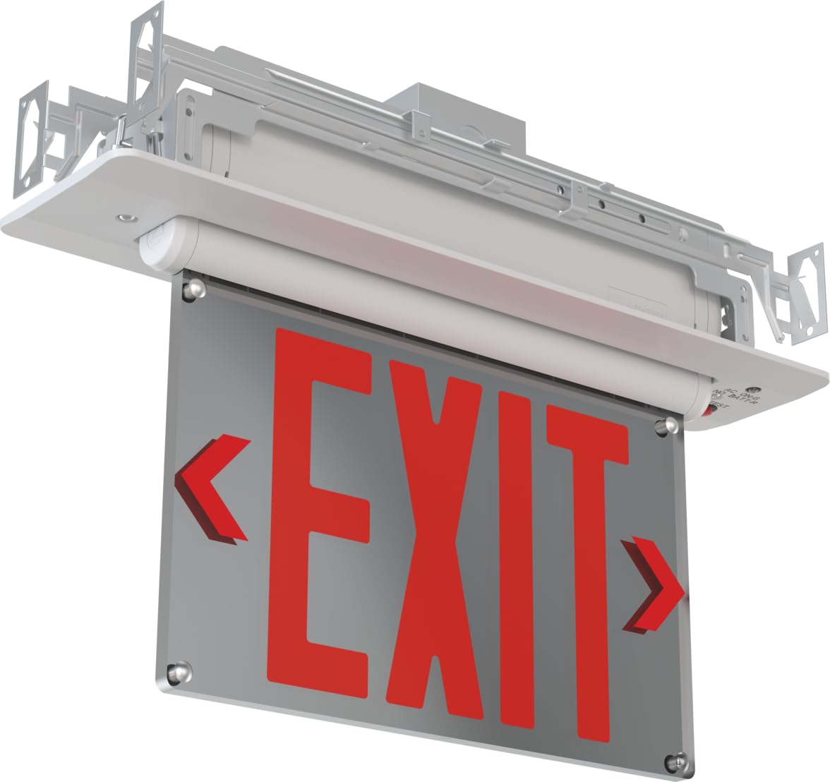 Lithonia Lighting BE W R UM M2 BE Basics Edge-Lit Exit Sign, White with Red Letters, Universal Mount