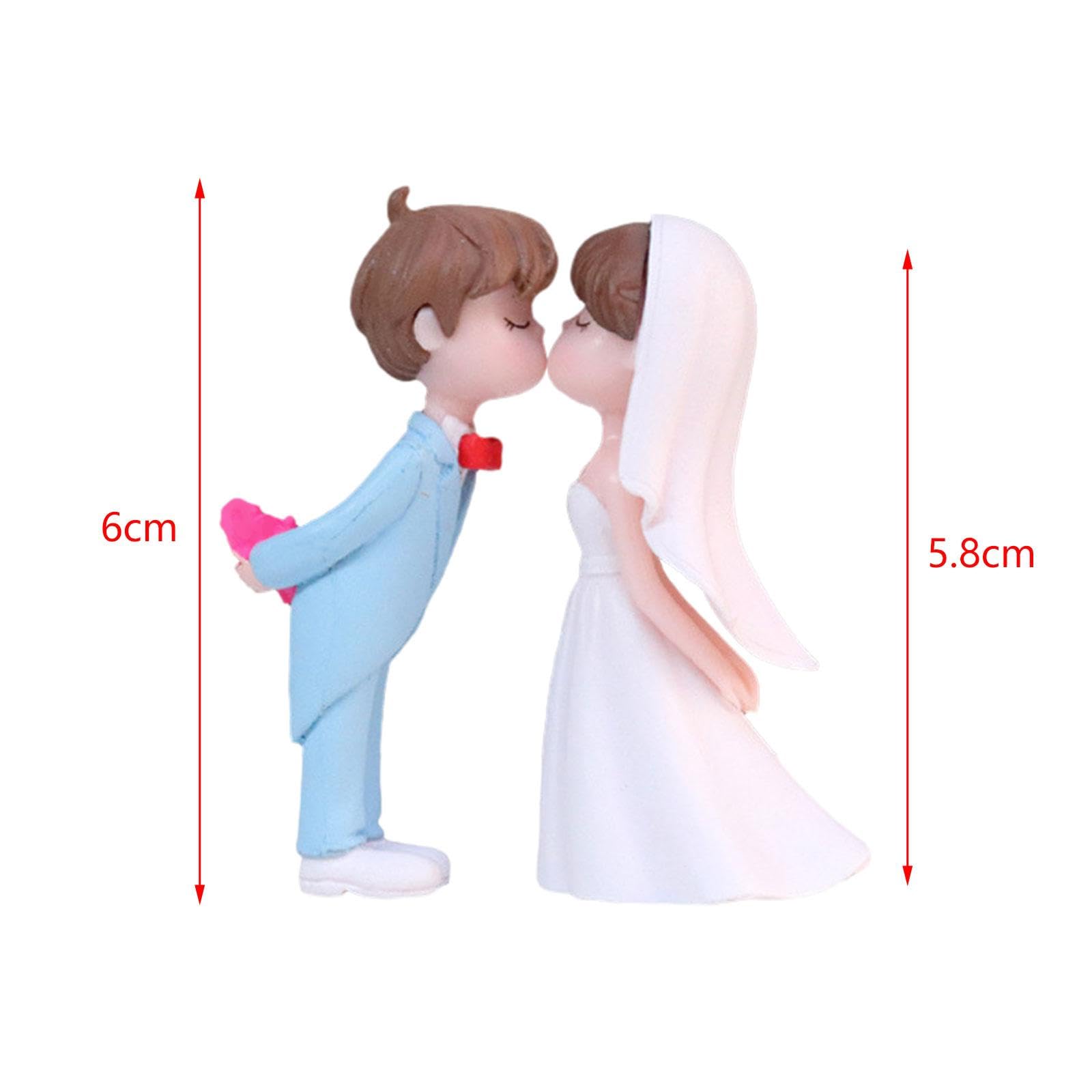 Generic Rustic Cake Topper Miniature Scene Figure Sand Table Decoration Bride And Groom Figurine Wedding Cake Doll Engagement, Blue White