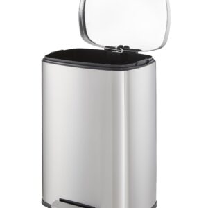 Casa Andrea Milano 13-Gallon Soft-Close, Smudge Resistant Trash Can Step-on Pedal, Soft Closure, Large and Space-Saving