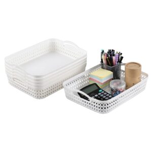 loiycg 6-pack plastic storage basket tray, large organizer basket, white