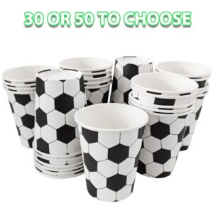 EaciTown Soccer Themed Party Cups 9OZ Paper Soccer Ball Pattern Drinking Cups Soccer Birthday Party Favors Soccer Baby Shower Supplies (30), Standard