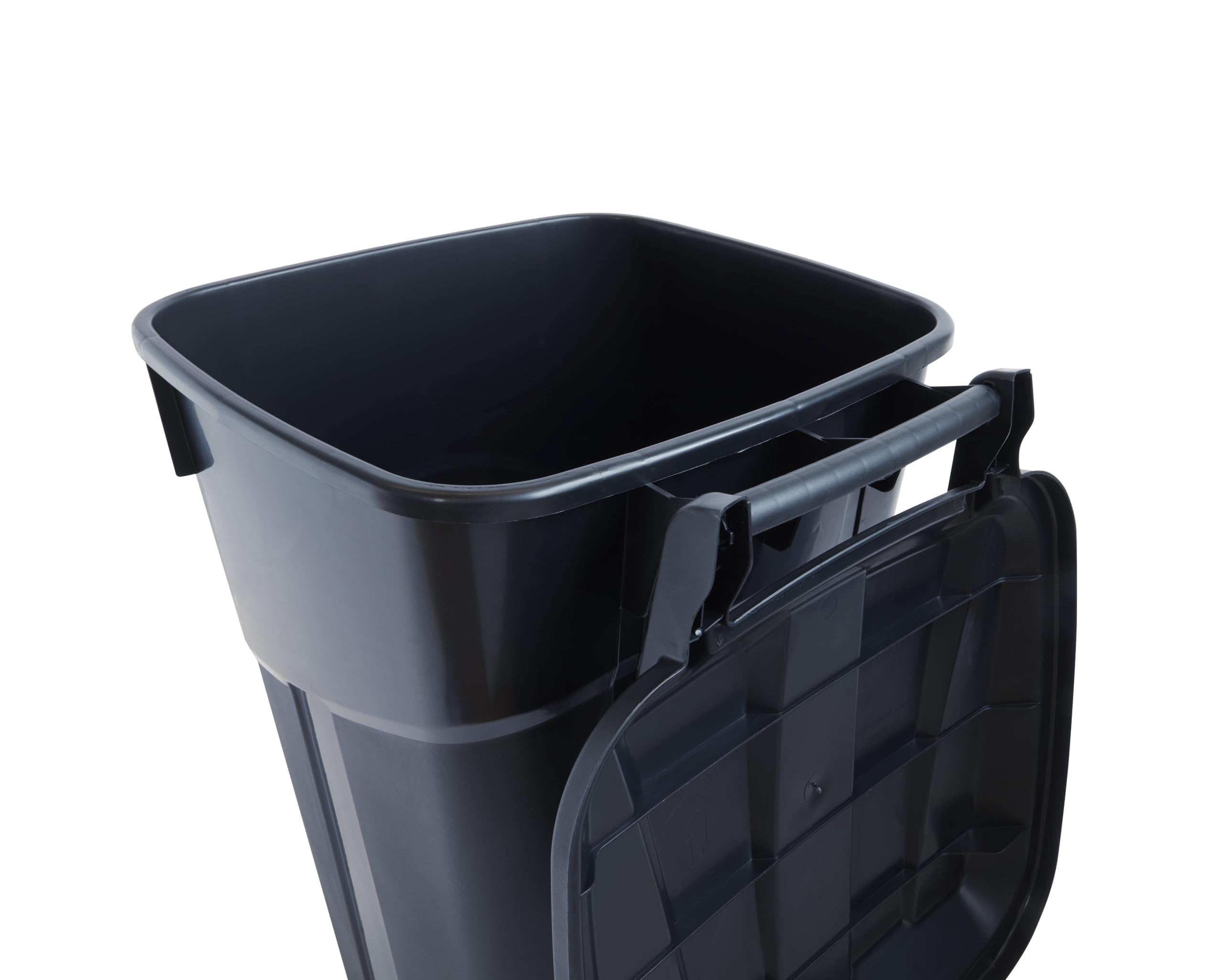 BJCYO 32 Gallon Wheeled Heavy Duty Plastic Garbage Can, Attached Lid, Black