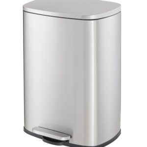 Casa Andrea Milano 13-Gallon Soft-Close, Smudge Resistant Trash Can Step-on Pedal, Soft Closure, Large and Space-Saving