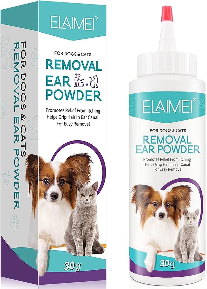 BISSENV Dog Ear Cleaner, Ear wash for Dogs & Cats, Dog Ear Powder for Hair Removal, Pet Ear Infection Treatment, Effectively Removes Debris, Waxy, Buildup and Ear Odor, Soothes Itchy & Inflamed Ears