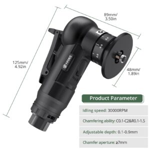 EYPINS Air Chamfer Tool, Mini Pneumatic Chamfering Machine for Metal Wood Steel Brass Acrylic, 45 Degree Arc, 30000 RPM, 1/4" Air Deburring Trim Beveling Tool, Pneumatic Roundover Tool with C/R blade