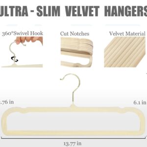 Gold Velvet Hangers 20 Pack,Velvet Pants Hangers with Gold Hook,Non-Slip Gold Velvet Hangers,Space Saving Slim Hangers 13.77inch