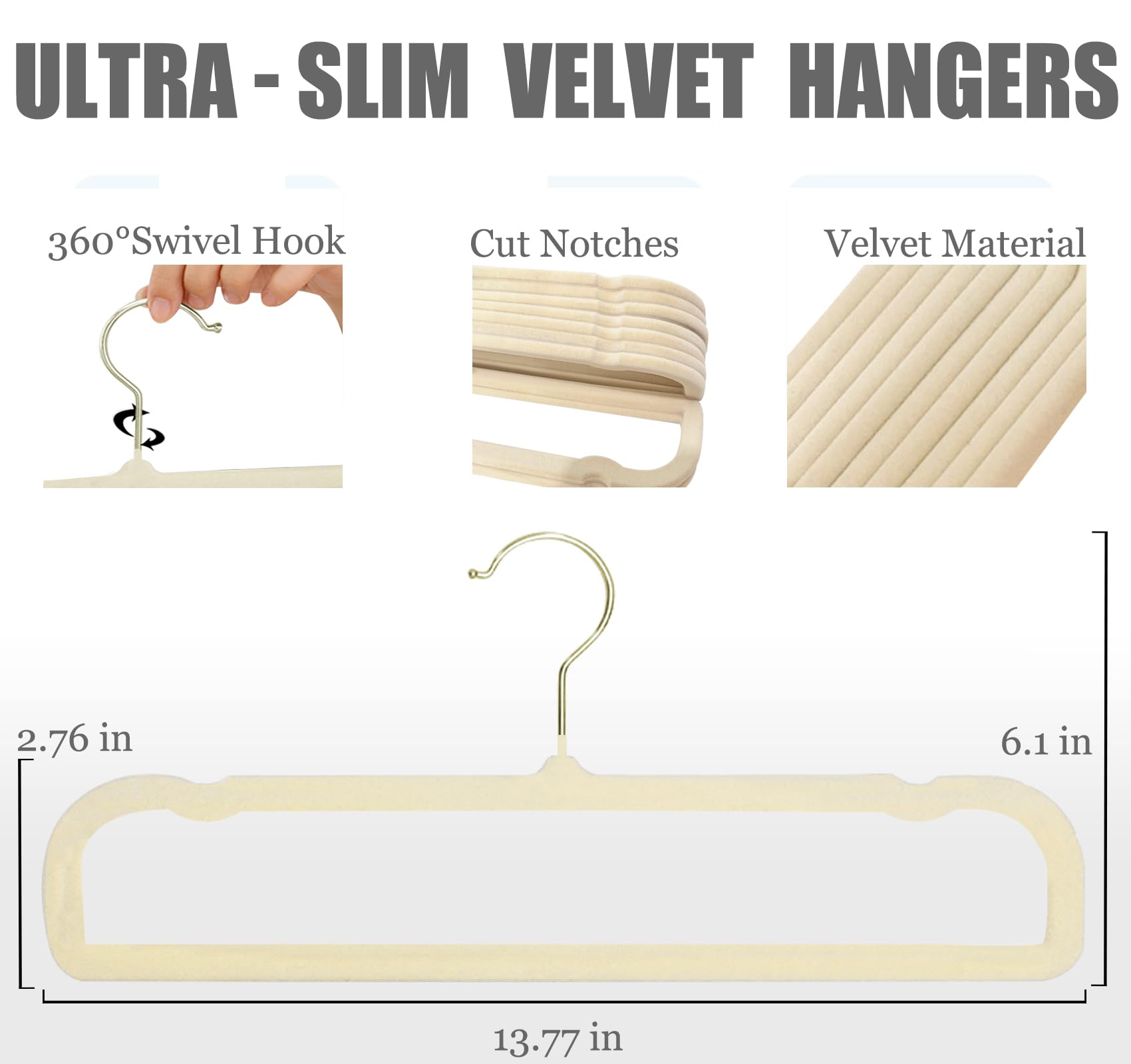 Gold Velvet Hangers 20 Pack,Velvet Pants Hangers with Gold Hook,Non-Slip Gold Velvet Hangers,Space Saving Slim Hangers 13.77inch